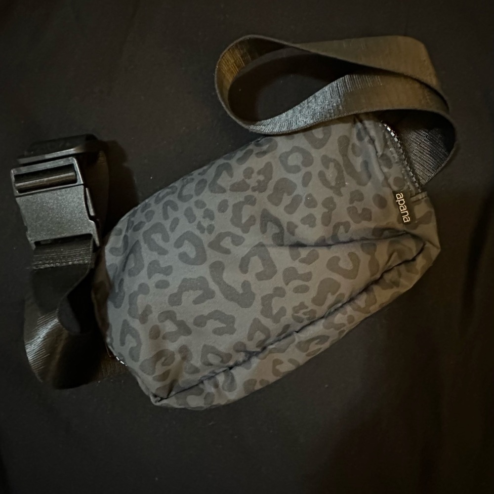 Apana Gray Leopard Print Waist Bag